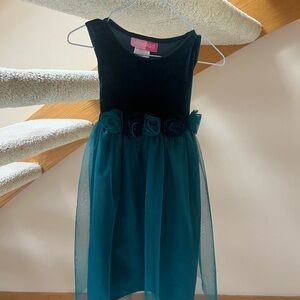 Good Lad Teal Green Dress with Floral Accent